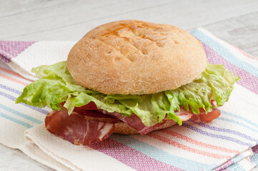 sandwich with ham and vegetables