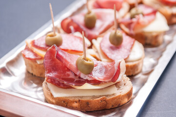 Mini sandwiches food set. Delicious appetizer