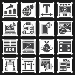 16 pack of revenue  filled web icons set