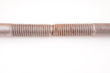 rusty bolts on white background