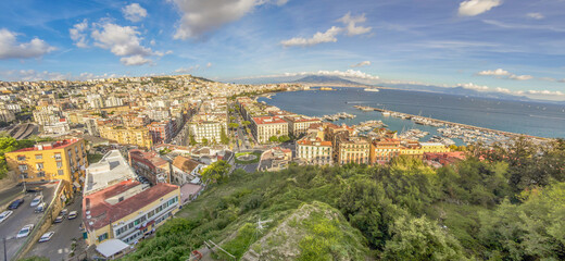 Naples, Italy - one of the most enchanting landscapes in the country, the Gulf on Naples and the...