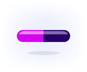 Dark purple and pink capsule on white background, good for illustrative purposes. Vector illustration of a Medicine.Capsule pill.