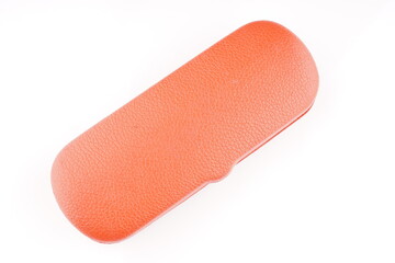 red glasses case on white background