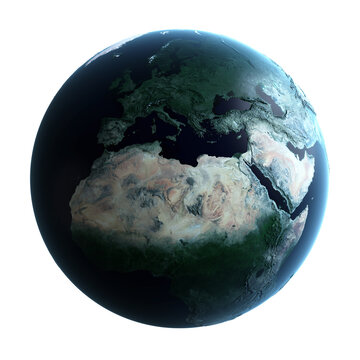 Earth with displaced mountains 3D Illustration