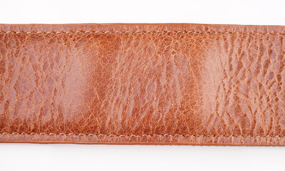 leather brown belt on a white background