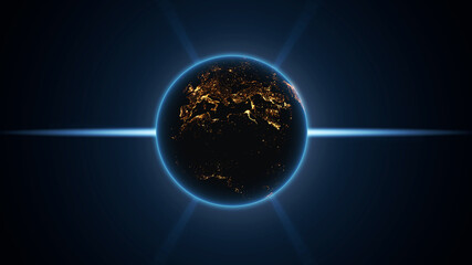 Earth with five rays 3D Illustration