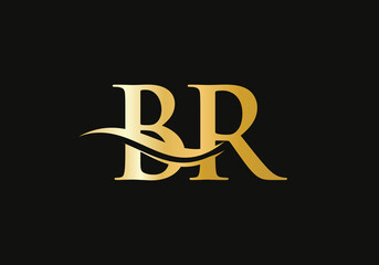 BR Modern creative unique elegant minimal. BR initial based letter icon logo. BR logo design - obrazy, fototapety, plakaty