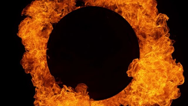 Super Slow Motion Shot of Fire Explosion with Copy Space in the Middle at 1000fps.
