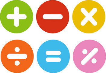 Calculator vector key isolated on white background. Addition, subtraction. Mathematical symbols icon. Calculator, math icon. Vector pictogram. Math symbols icon set. 