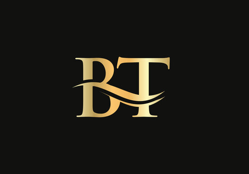 Initial BT logo design. Creative and Minimalist Letter BT Logo Design with water wave concept.