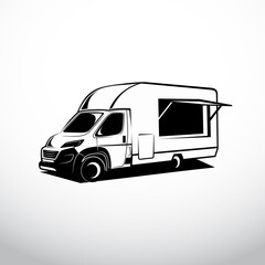 truck food vector silhouette. Illustration eps.10