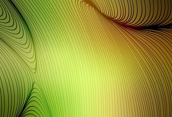 Light Green, Red vector pattern with curved lines.