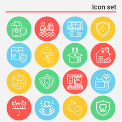 16 pack of assurance  lineal web icons set