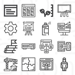 16 pack of development  lineal web icons set