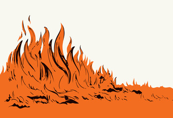 Bright fire. Vector drawing pattern