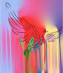 abstract bird - paint and color