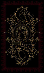 Tarot cards - back design. Omega and Two Moons