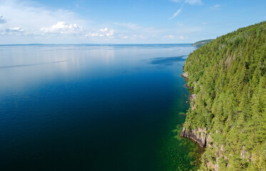 Beautiful Vattern lake cliffs - aerial view