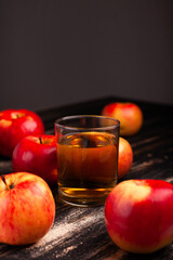 Glass cup with apple juice