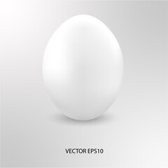 White realistic egg. Chicken egg with shadow. Vector illustration. Mockup. 3D template. Close up. EPS 10.