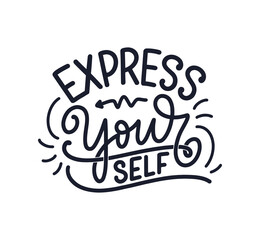 Fototapeta premium Be yourself lettering slogan. Funny quote for blog, poster and print design. Modern calligraphy text about selfcare. Vector