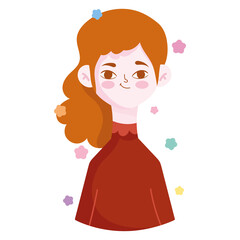 funny young woman portrait character avatar in cartoon