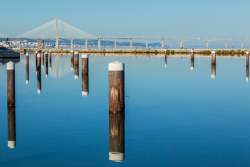 Pier with view on Vasco da Gama bridge