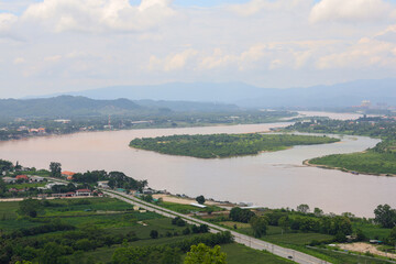 Fototapeta na wymiar View of landscape Mekong river is beautiful nature river at thailand