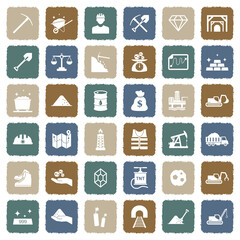 Mining Icons. Grunge Color Flat Design. Vector Illustration.