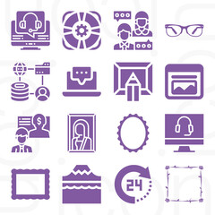 16 pack of backing  filled web icons set