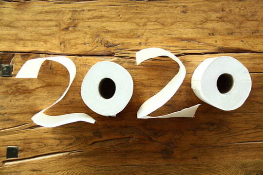 toilet paper with written year 2020 