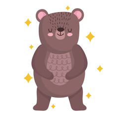 Obraz na płótnie Canvas cute little bear animal with stars in cartoon design