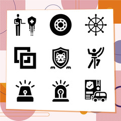 Simple set of 9 icons related to risk