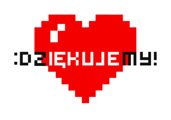 Dziękujemy serce ikona pixels emoji © Inez