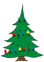 Fototapeta premium Big spruce with garland