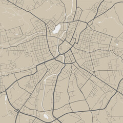 Detailed map of Chemnitz city, linear print map. Cityscape panorama.