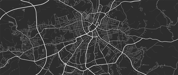 Urban city map of Chemnitz. Vector poster. Grayscale street map.