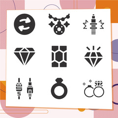 Simple set of 9 icons related to suggestion