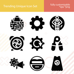 Simple set of influence related filled icons.