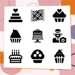 Simple set of 9 icons related to spread over