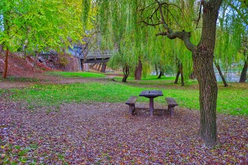 The promenade on the bank of Crisul Repede in Oradea, Romania