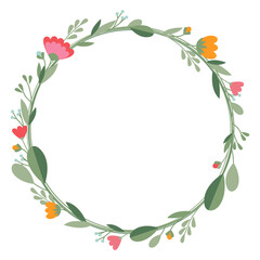 Summer Floral Vector Illustration with flowers and leaves on white background. Design for invitation, wedding or greeting cards
