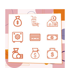 Simple set of 9 icons related to save