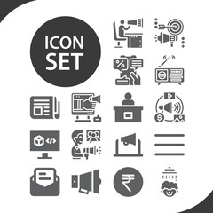 Simple set of announcement related filled icons.