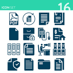 Simple set of 16 icons related to declaration