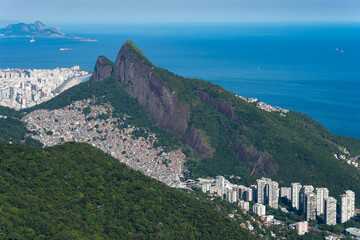 Aerial View of Favela Rocinha, the Largest in Latin America, Located on the Mountain in Rio de...