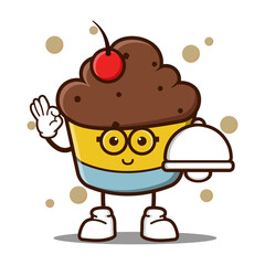 cute cupcake cartoon mascot character