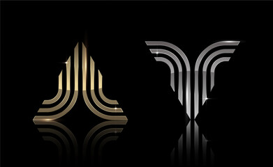 Gold and Silver Triangle shape, Exclusive Design, Creative, Vector and Illustration.