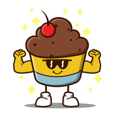 cute cupcake cartoon mascot character