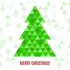 Abstract Colorful christmas tree made of triangles. New Year Greeting Card Background